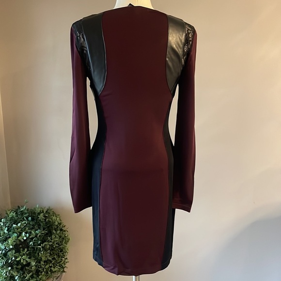 Victoria Secret midweight bodycon mini dress / faux leather / lace accents Med - Picture 7 of 13